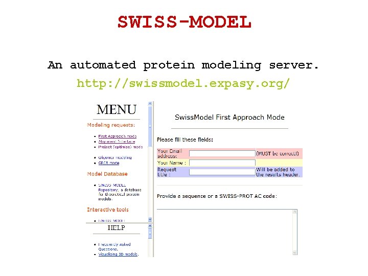 SWISS-MODEL An automated protein modeling server. http: //swissmodel. expasy. org/ SWISS-MODEL An automated protein modeling server. http: //swissmodel. expasy. org/