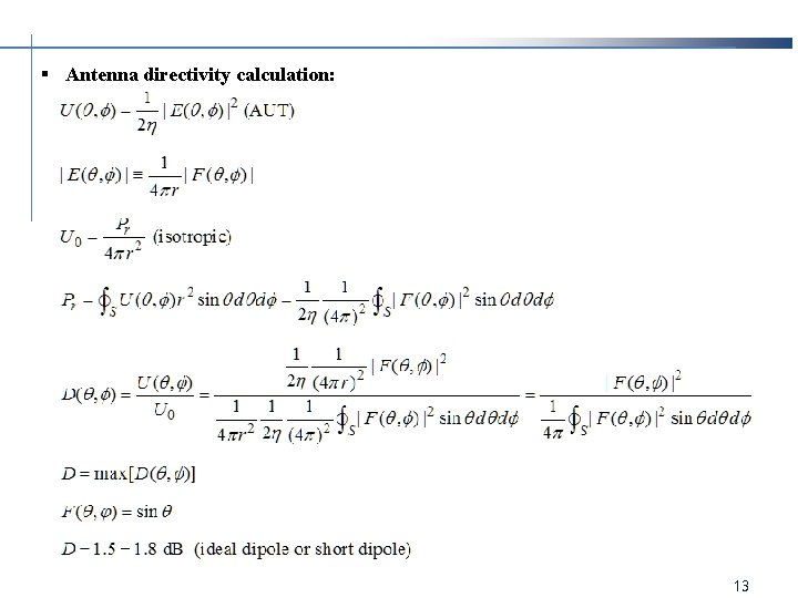 § Antenna directivity calculation: 13 