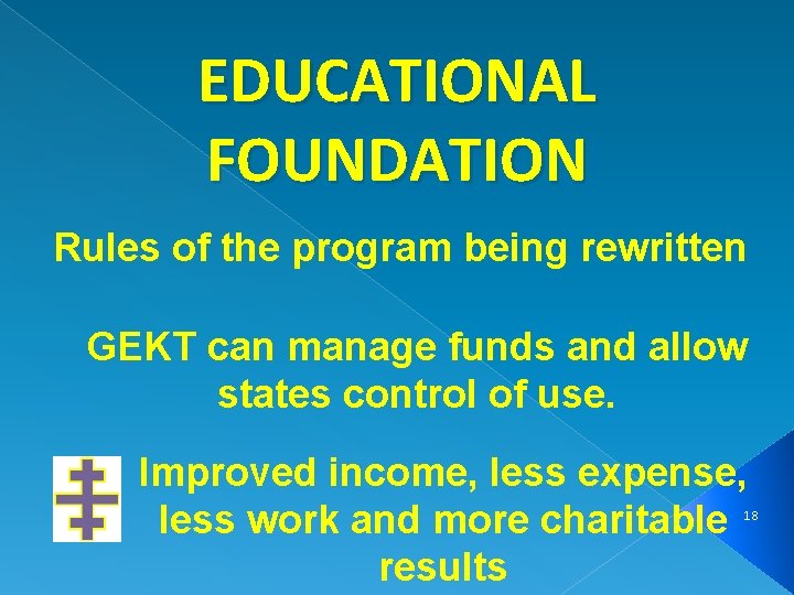 EDUCATIONAL FOUNDATION Rules of the program being rewritten GEKT can manage funds and allow