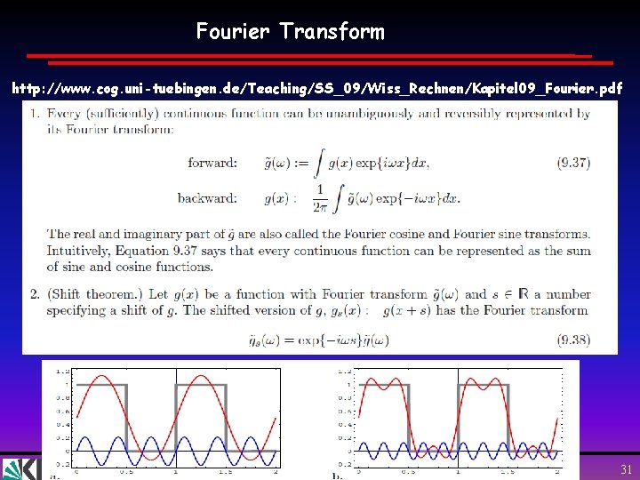 Fourier Transform http: //www. cog. uni-tuebingen. de/Teaching/SS_09/Wiss_Rechnen/Kapitel 09_Fourier. pdf Wim de Boer, Karlsruhe Atome