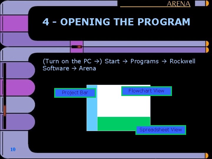 ARENA 4 - OPENING THE PROGRAM (Turn on the PC ) Start Programs Rockwell