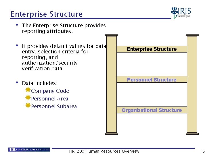 Enterprise Structure • The Enterprise Structure provides reporting attributes. • It provides default values