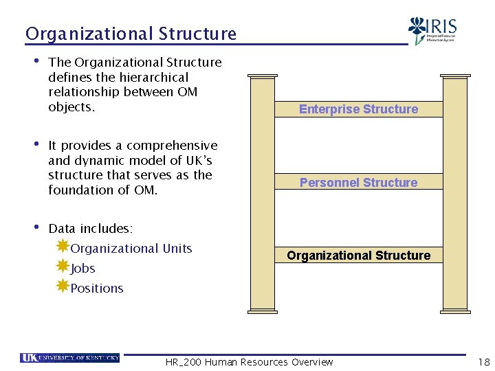 Organizational Structure • The Organizational Structure defines the hierarchical relationship between OM objects. Enterprise