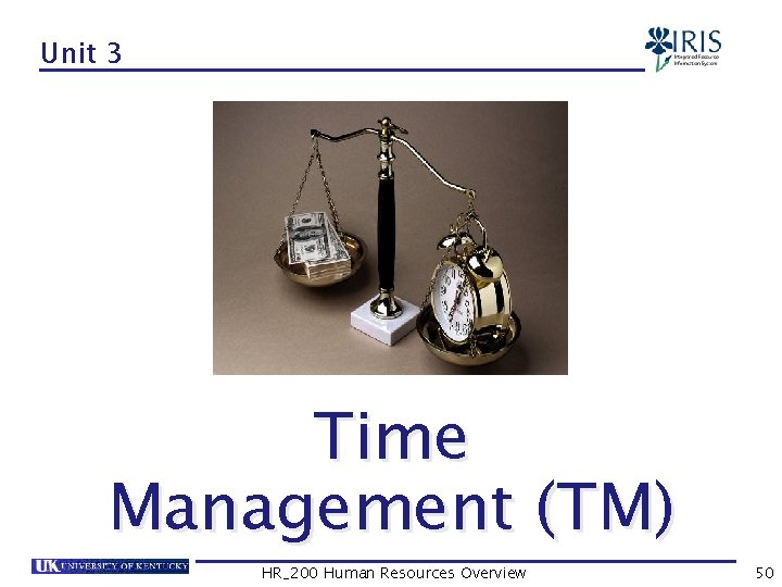 Unit 3 Time Management (TM) HR_200 Human Resources Overview 50 