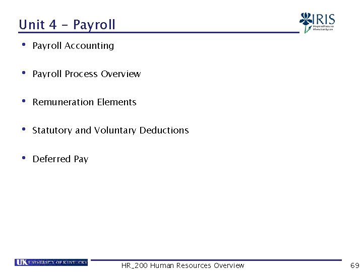 Unit 4 - Payroll • Payroll Accounting • Payroll Process Overview • Remuneration Elements