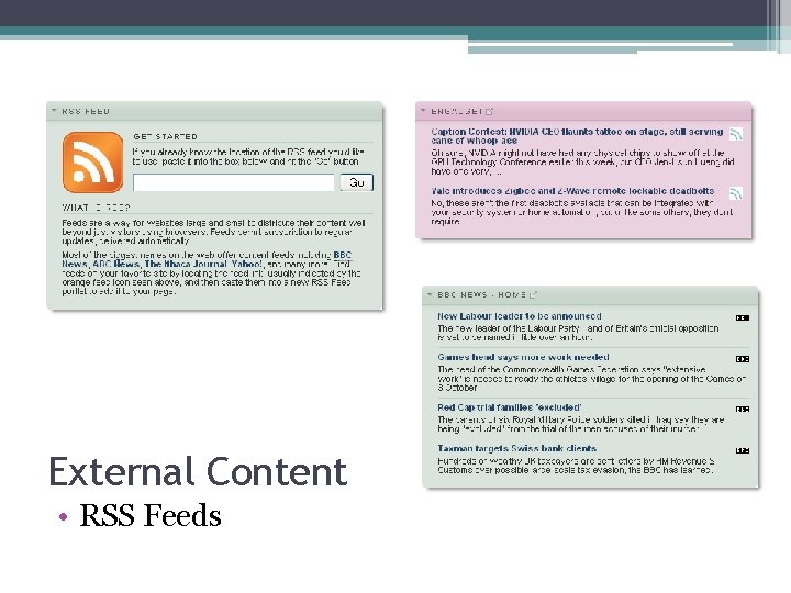 External Content • RSS Feeds External Content • RSS Feeds