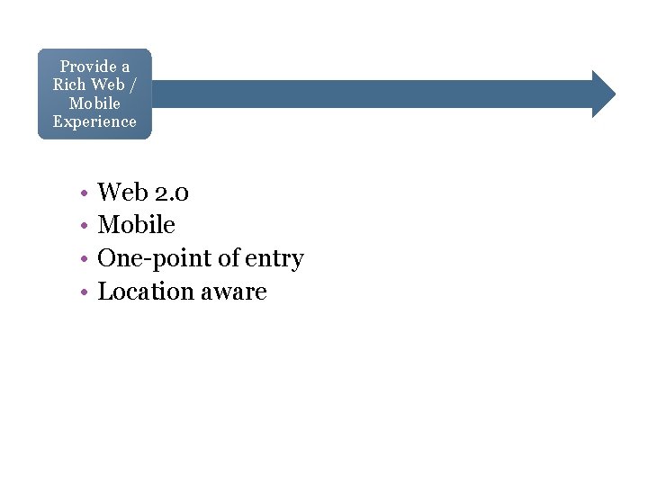Provide a Rich Web / Mobile Experience • • Web 2. 0 Mobile One-point Provide a Rich Web / Mobile Experience • • Web 2. 0 Mobile One-point