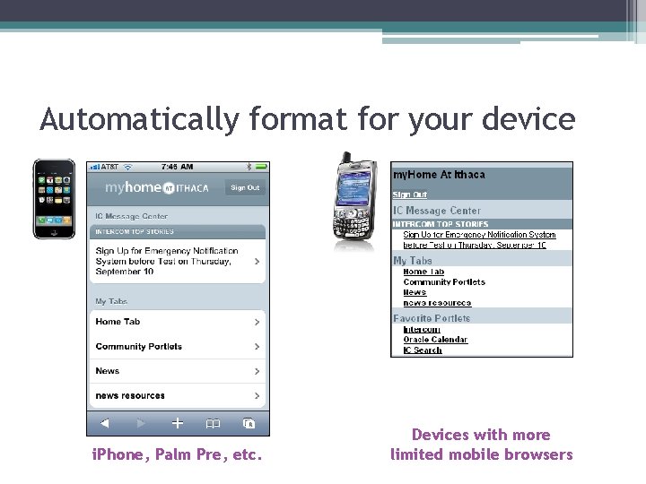 Automatically format for your device i. Phone, Palm Pre, etc. Devices with more limited