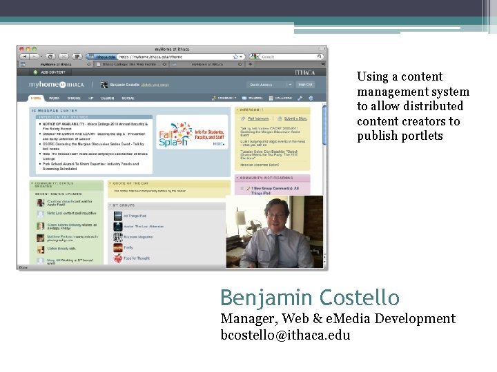 Using a content management system to allow distributed content creators to publish portlets Benjamin