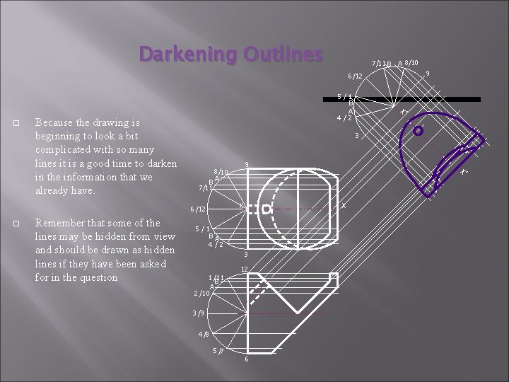 Darkening Outlines 7/11 B A 8/10 9 6 /12 3 B 7/11 Remember that