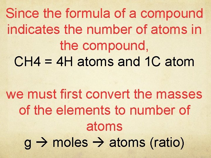 Since the formula of a compound indicates the number of atoms in the compound,