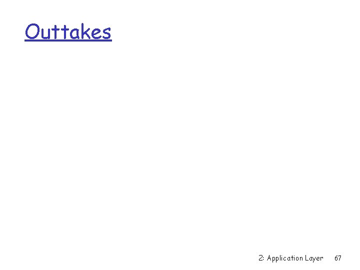 Outtakes 2: Application Layer 67 