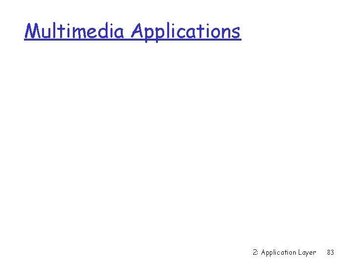 Multimedia Applications 2: Application Layer 83 