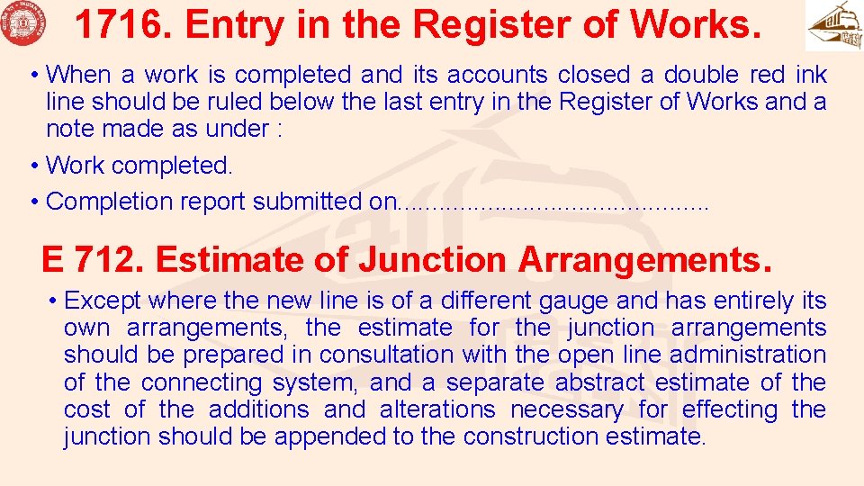 1716. Entry in the Register of Works. • When a work is completed and