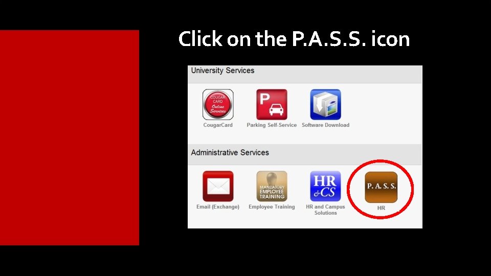 Click on the P. A. S. S. icon Click on the P. A. S. S. icon