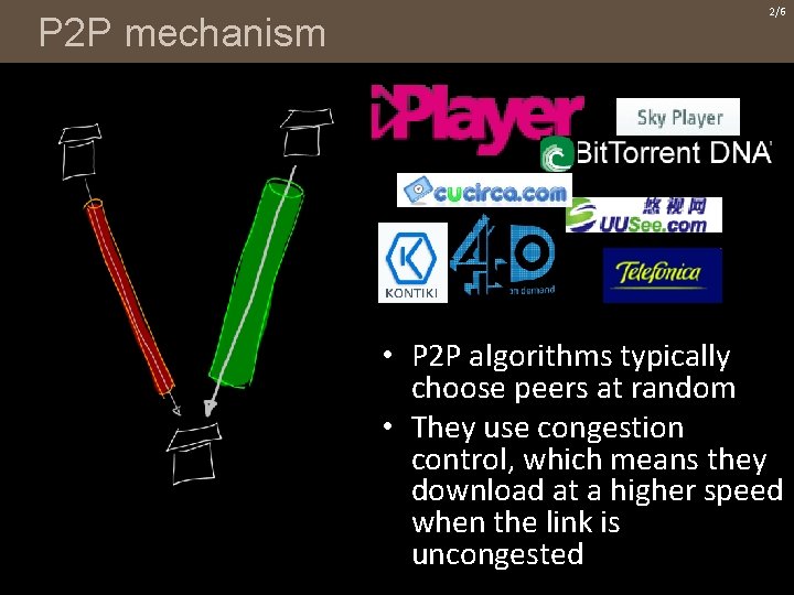 P 2 P mechanism 2/6 • P 2 P algorithms typically choose peers at