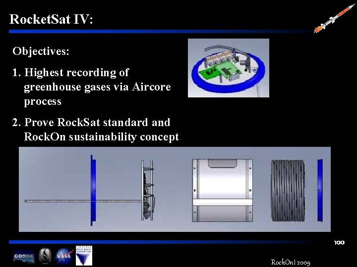 Rocket. Sat IV: Objectives: 1. Highest recording of greenhouse gases via Aircore process 2.