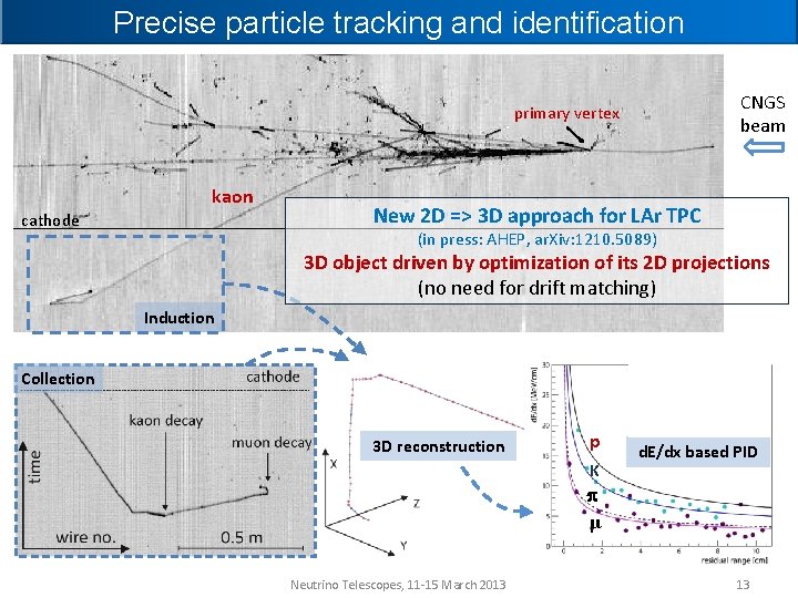 Precise particle tracking and identification CNGS beam primary vertex kaon cathode New 2 D