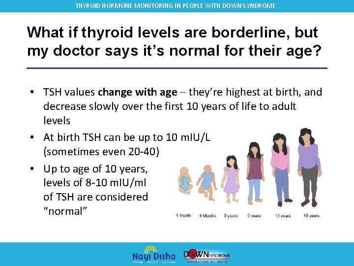 THYROID HORMONE MONITORING IN PEOPLE WITH DOWN SYNDROME What if thyroid levels are borderline,