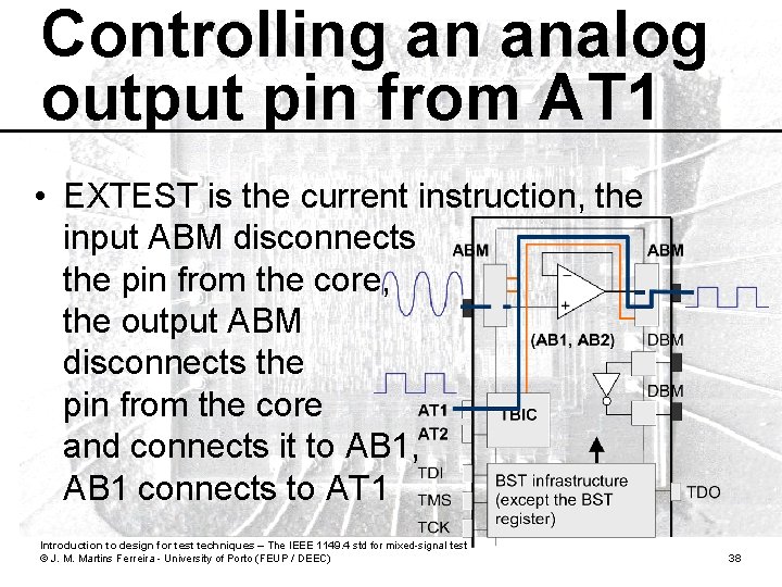 Controlling an analog output pin from AT 1 • EXTEST is the current instruction,