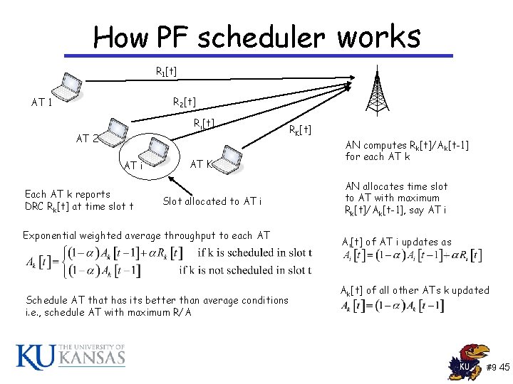 How PF scheduler works R 1[t] R 2[t] AT 1 Ri[t] AT 2 AT