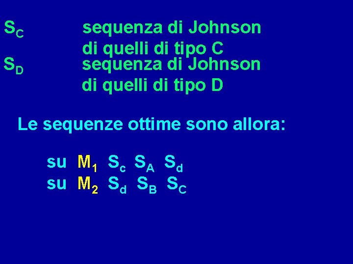 SC SD sequenza di Johnson di quelli di tipo C sequenza di Johnson di