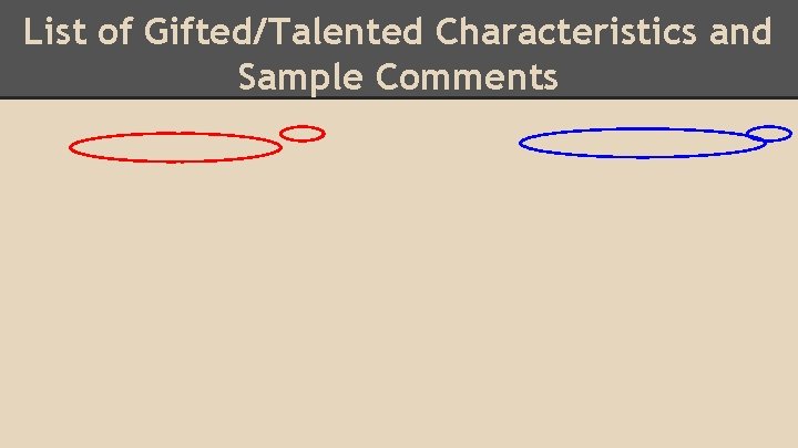 List of Gifted/Talented Characteristics and Sample Comments 