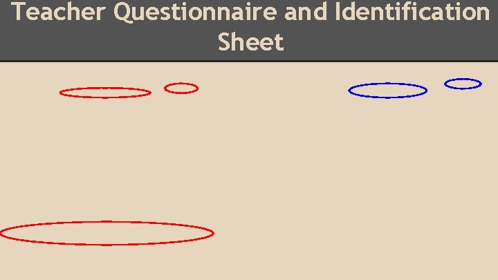 Teacher Questionnaire and Identification Sheet 