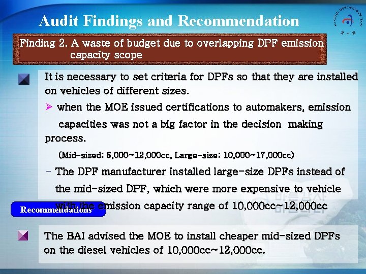 Audit Findings and Recommendation Finding 2. A waste of budget due to overlapping DPF