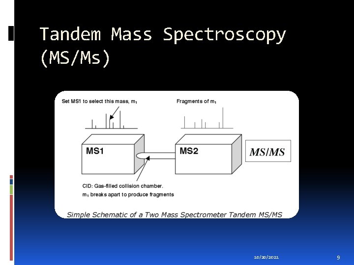 Tandem Mass Spectroscopy (MS/Ms) 10/20/2021 9 