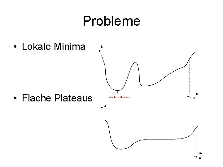 Probleme • Lokale Minima • Flache Plateaus 