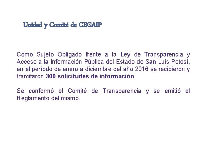 Unidad y Comité de CEGAIP Como Sujeto Obligado frente a la Ley de Transparencia