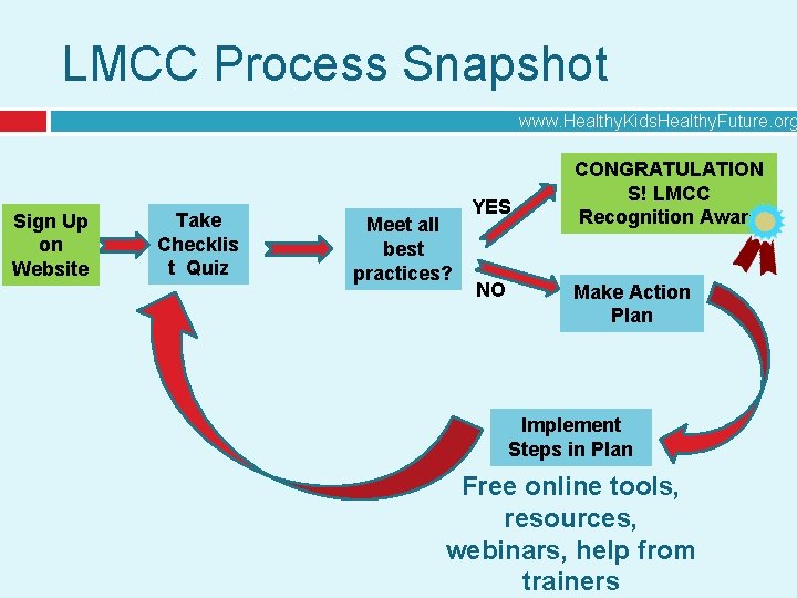 LMCC Process Snapshot www. Healthy. Kids. Healthy. Future. org Sign Up on Website Take