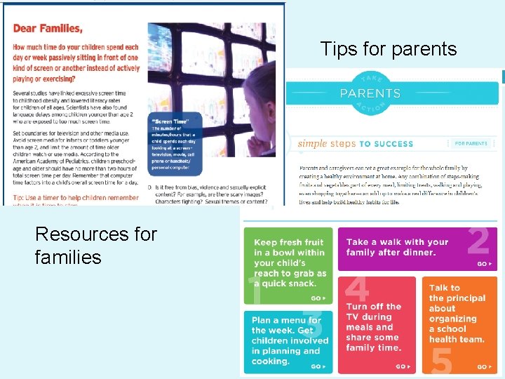 Tips for parents Resources for families 