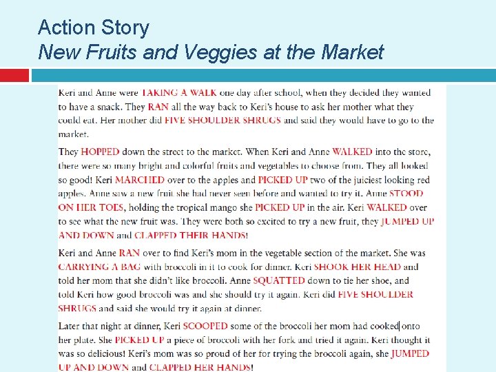 Action Story New Fruits and Veggies at the Market 