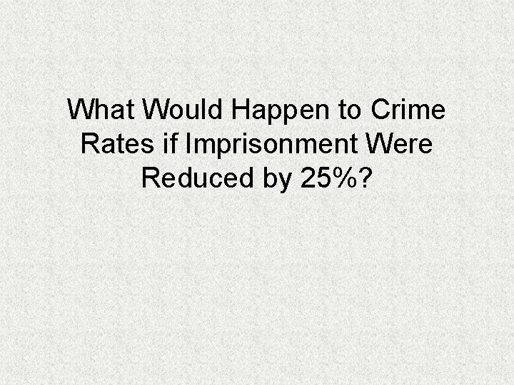 What Would Happen to Crime Rates if Imprisonment Were Reduced by 25%? 