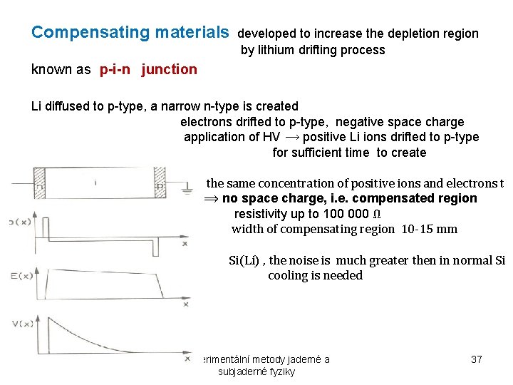Compensating materials developed to increase the depletion region by lithium drifting process known as