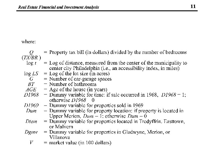 Real Estate Financial and Investment Analysis 11 