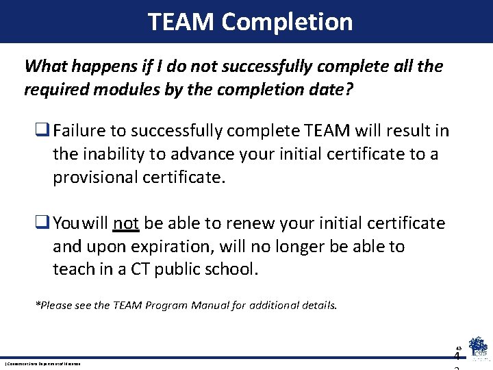 TEAM Completion What happens if I do not successfully complete all the required modules