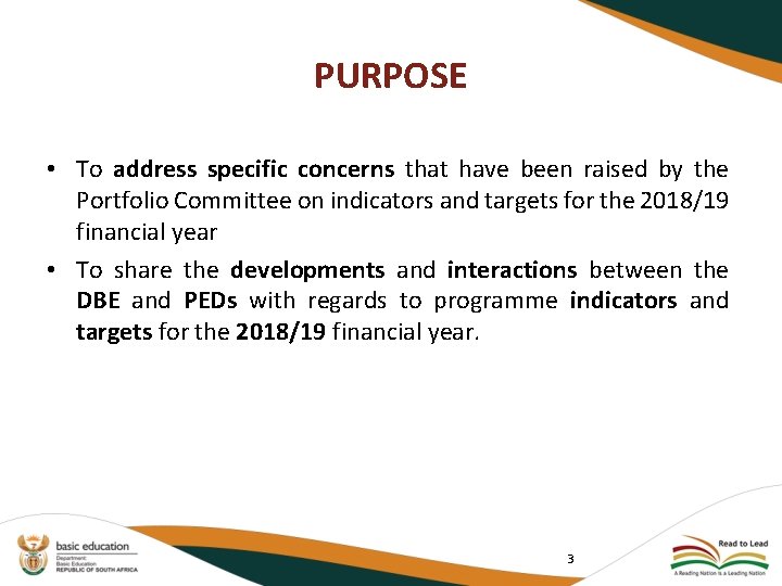 PURPOSE • To address specific concerns that have been raised by the Portfolio Committee