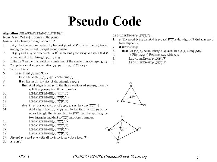 Pseudo Code 3/5/15 CMPS 3130/6130 Computational Geometry 6 