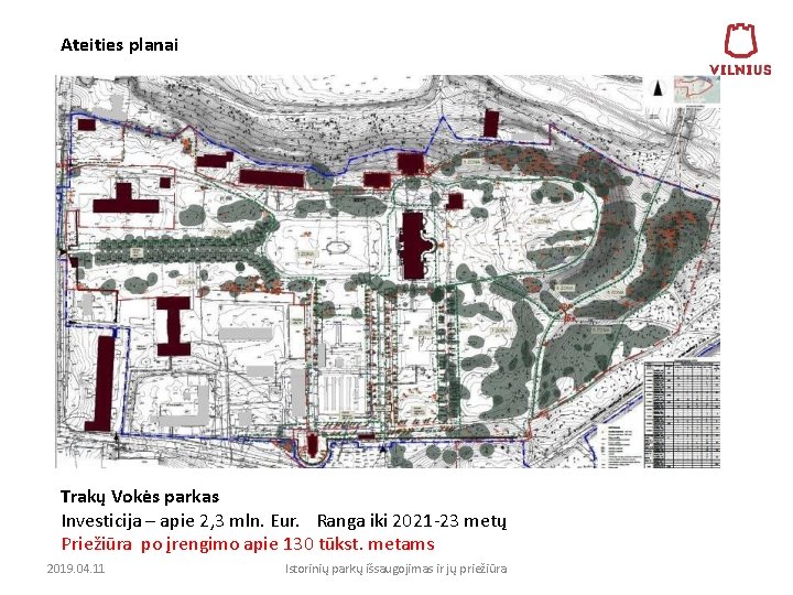 Ateities planai Trakų Vokės parkas Investicija – apie 2, 3 mln. Eur. Ranga iki