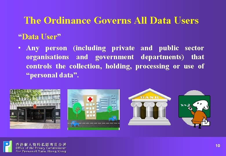 The Ordinance Governs All Data Users “Data User” • Any person (including private and