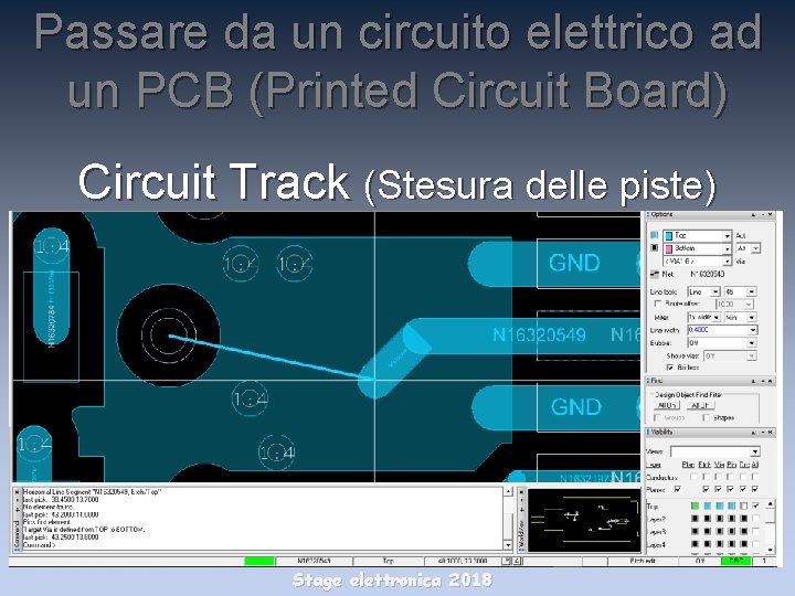 Passare da un circuito elettrico ad un PCB (Printed Circuit Board) Circuit Track (Stesura