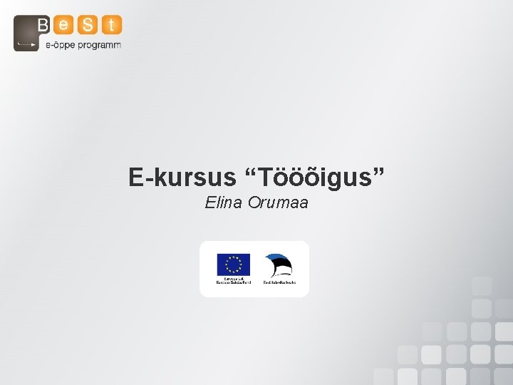 E-kursus “Tööõigus” Elina Orumaa 