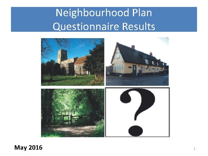 Neighbourhood Plan Questionnaire Results May 2016 1 