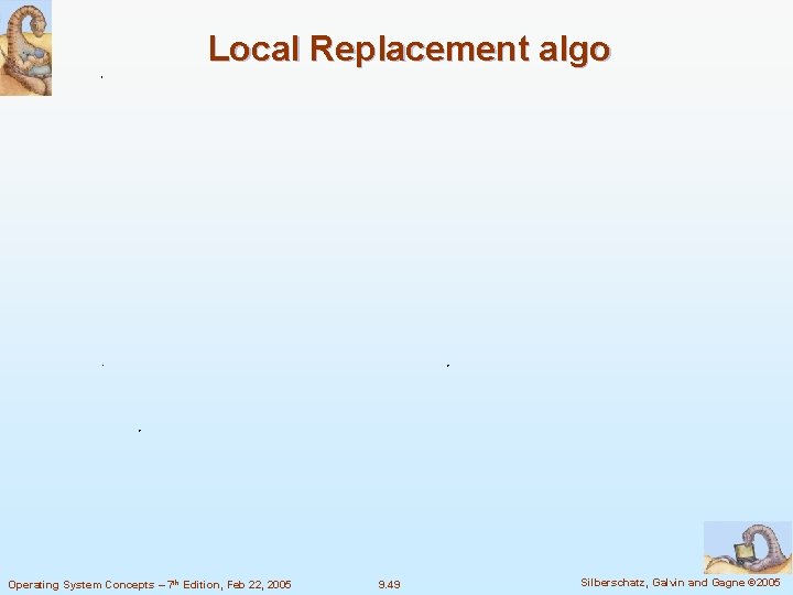 Local Replacement algo Operating System Concepts – 7 th Edition, Feb 22, 2005 9.