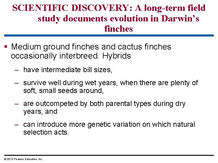 SCIENTIFIC DISCOVERY: A long-term field study documents evolution in Darwin’s finches § Medium ground