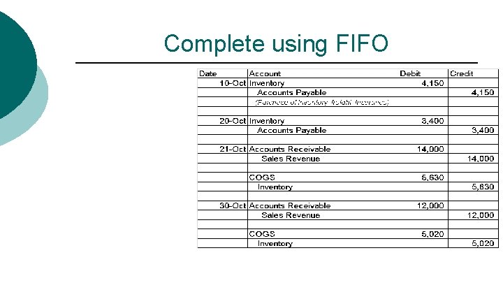 Complete using FIFO 