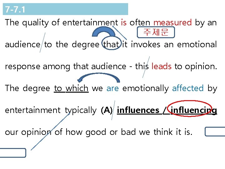 7 -7. 1 The quality of entertainment is often measured by an 주제문 audience